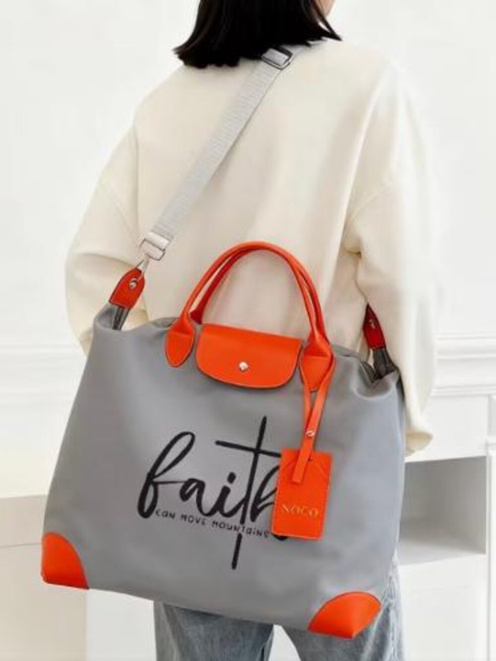 NWT- FAITH COLLECTION - Cenge Large Capacity Commuter Tote Bag - ORANGE - Picture 2 of 5